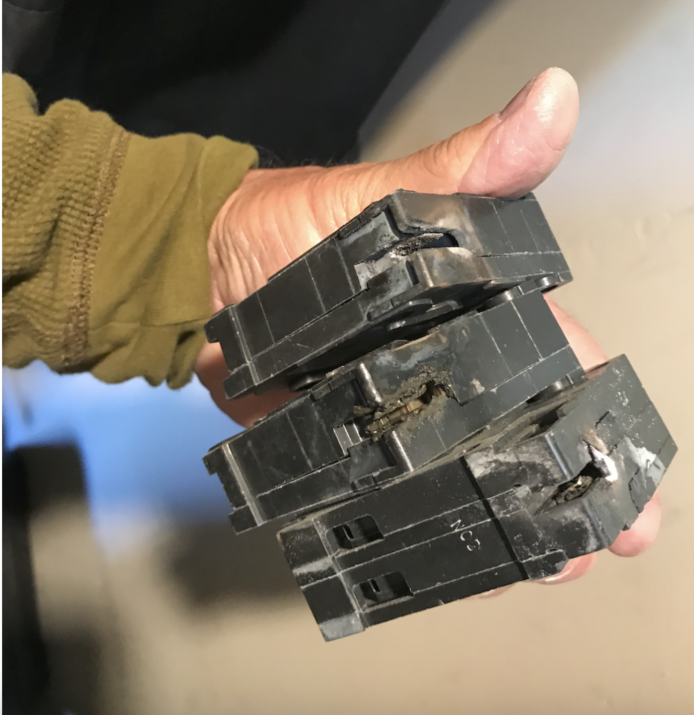 breaker keeps tripping burnt circuit breaker