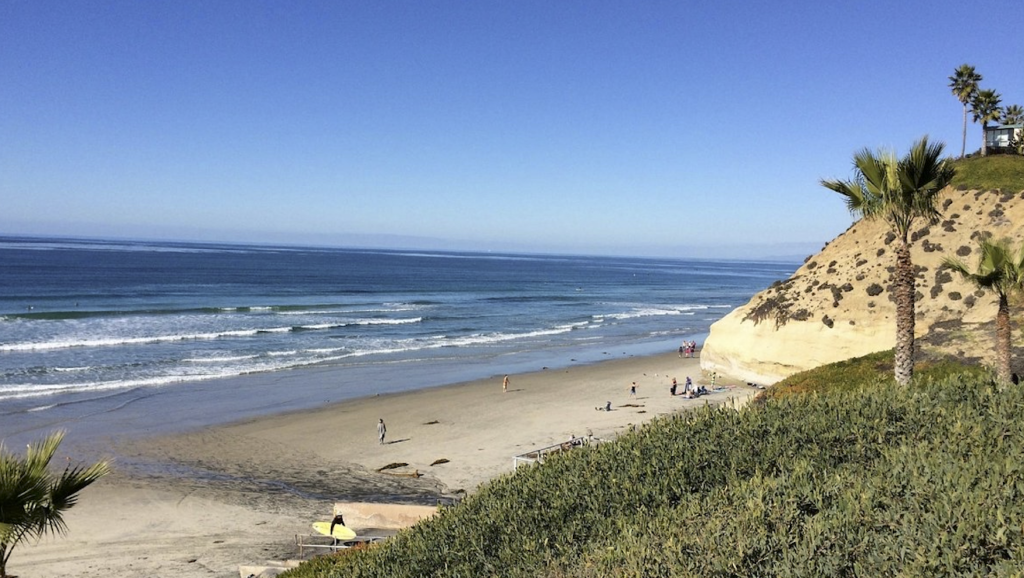 Coastal cliffs and beach in Solana Beach California along the North County San Diego coastline